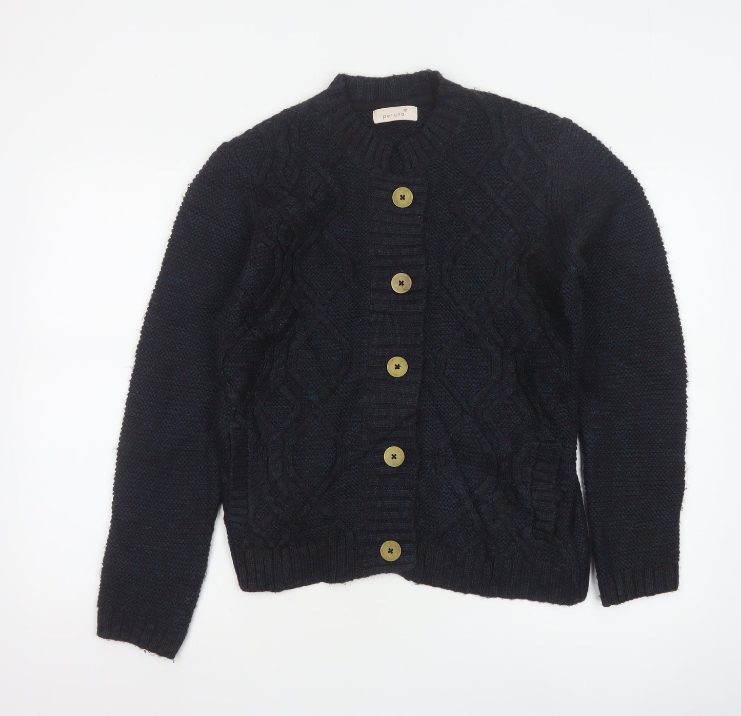 Marks and Spencer Women’s Navy Blue Cable-Knit Button Cardigan Size 12