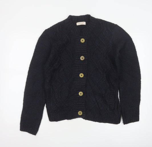 Marks and Spencer Women’s Navy Blue Cable-Knit Button Cardigan Size 12