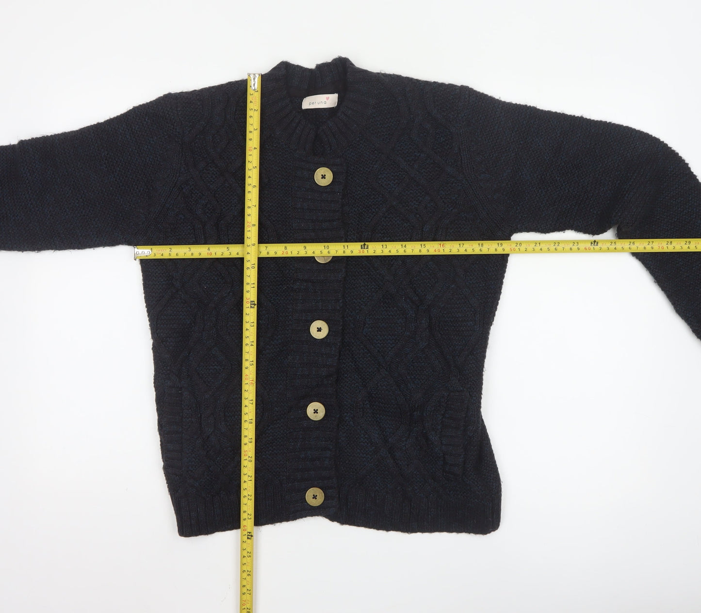 Marks and Spencer Women’s Navy Blue Cable-Knit Button Cardigan Size 12