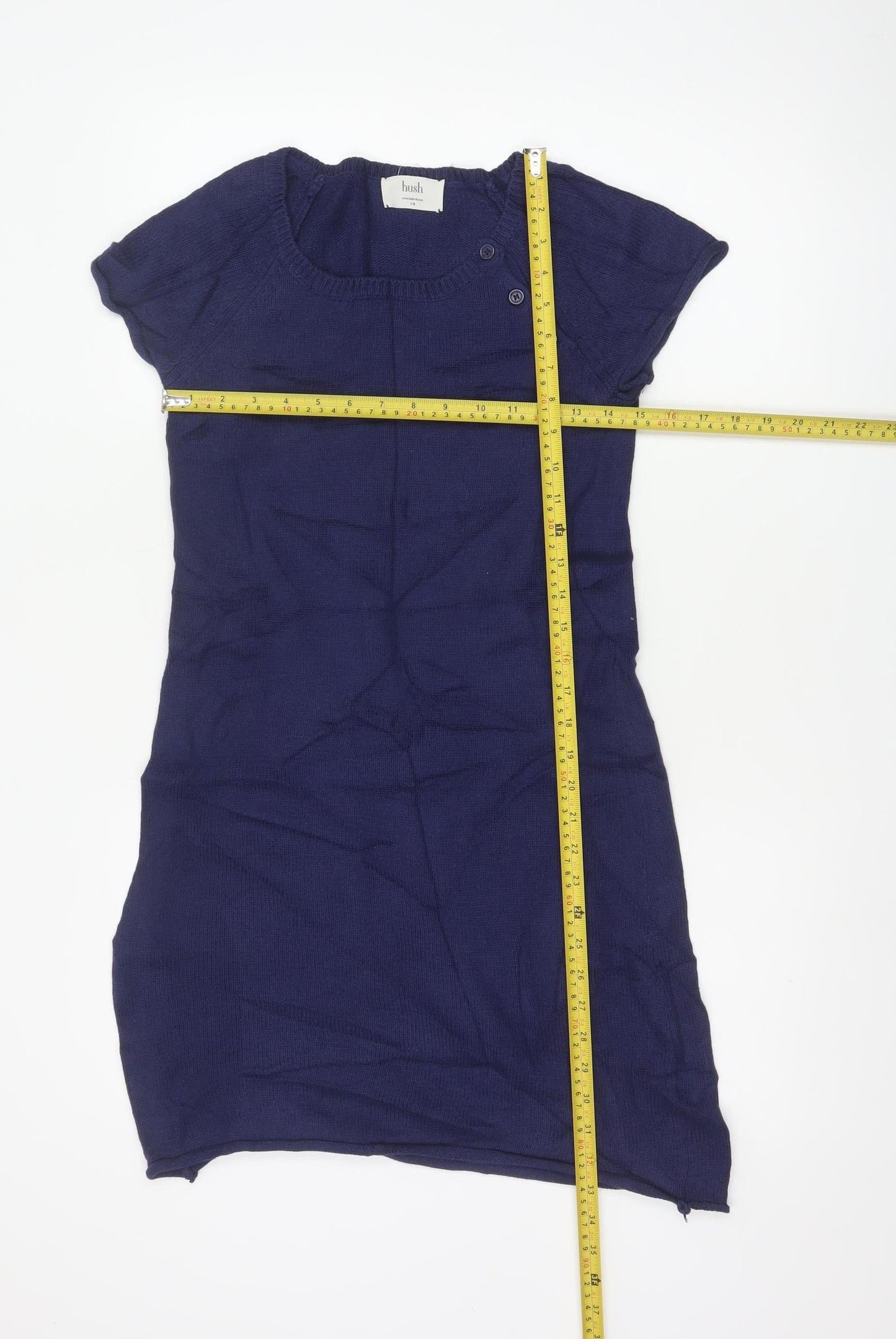 Hush Women Blue Knit Short Sleeve Bodycon Dress S