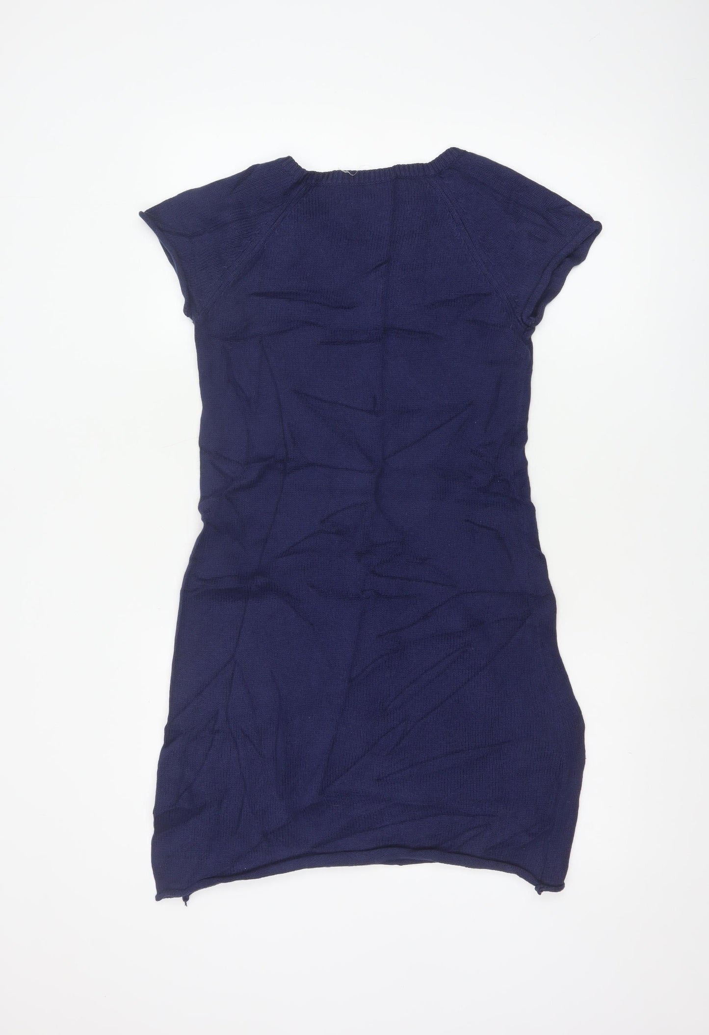 Hush Women Blue Knit Short Sleeve Bodycon Dress S