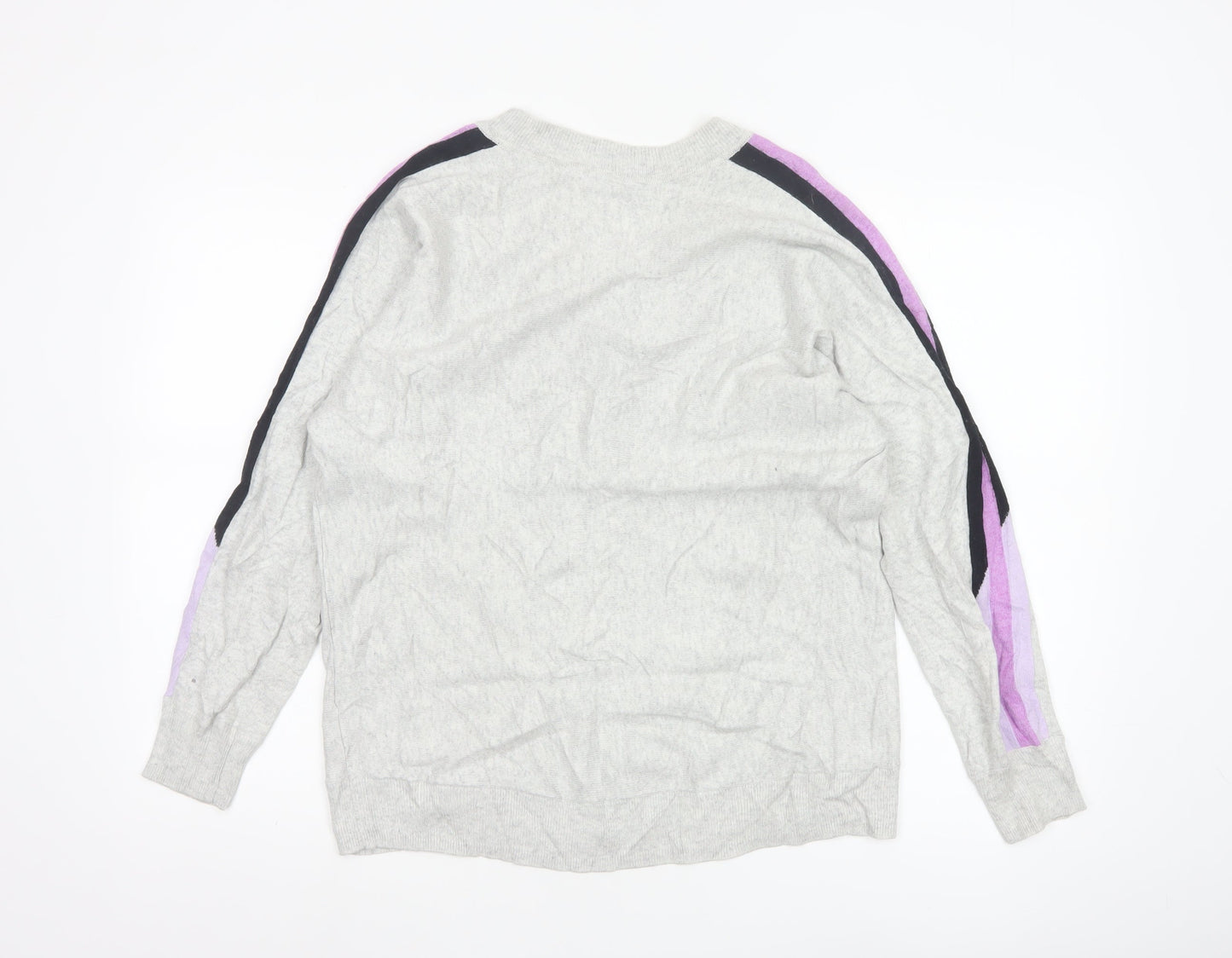 Mint Velvet Women's Grey V-Neck Long Sleeve Pullover Jumper Size M