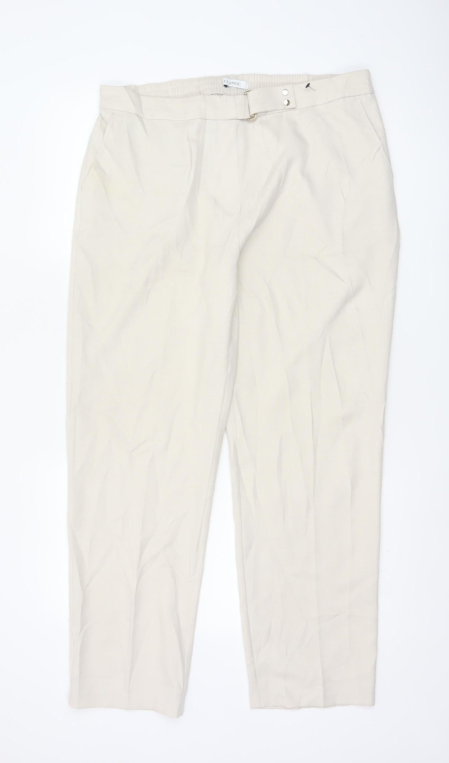 Marks and Spencer Women Beige Size 16 Pleated Trousers
