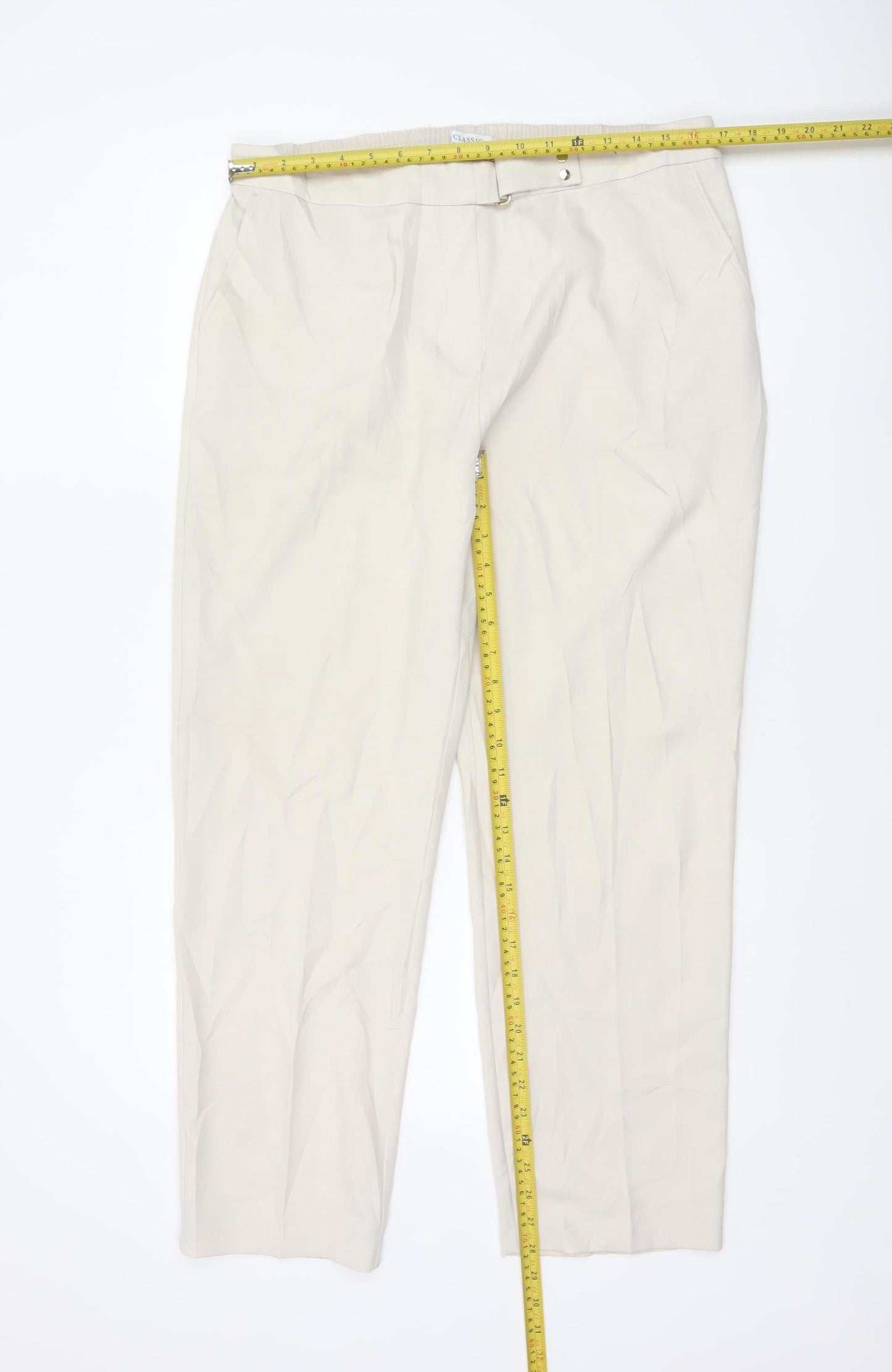 Marks and Spencer Women Beige Size 16 Pleated Trousers