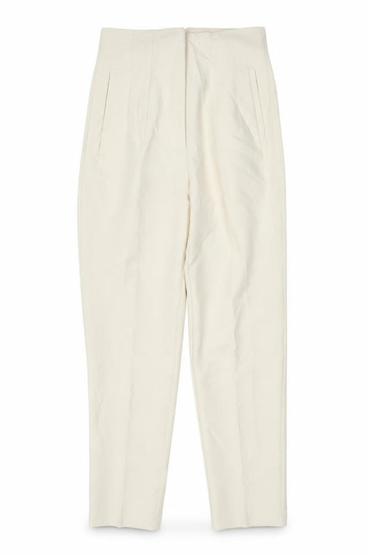 Zara Women Beige High Waist Tapered Trousers XS Polyester Blend