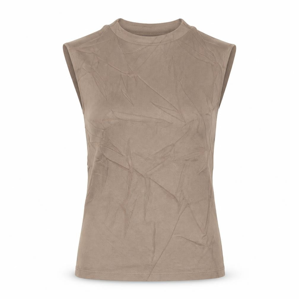 Zara Women’s Brown Mock Neck Sleeveless Cotton Jersey Tank Top Size S