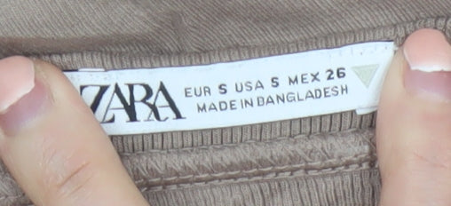 ZARA Women’s Brown Mock Neck Sleeveless Cotton Jersey Tank Top Size S