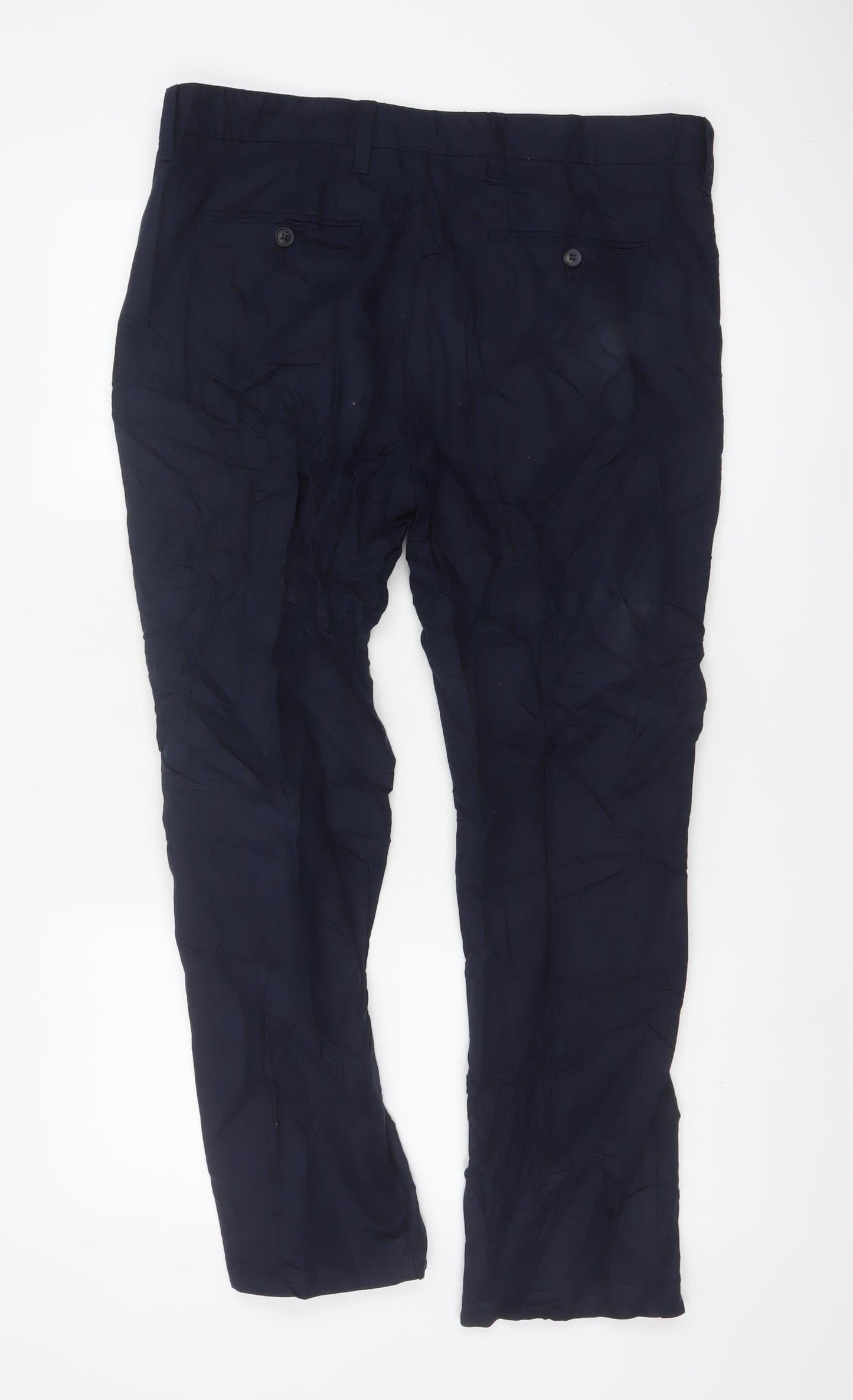 Marks and Spencer Men's Blue Regular Fit Chino Trousers 36x29