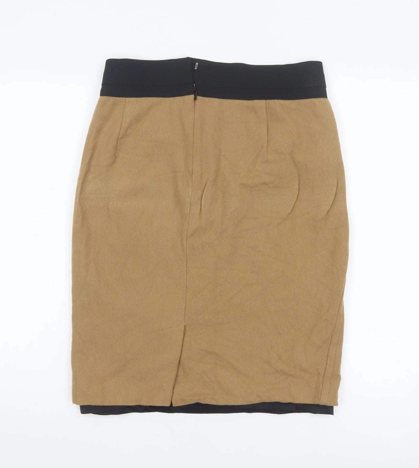 DKNY Women Beige Wool Pencil Skirt Size 6 Knee Length