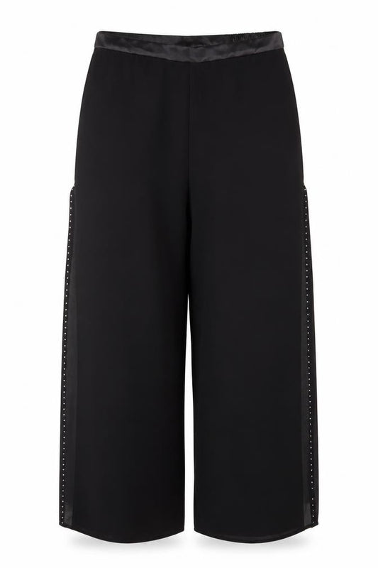 Roman Originals Women Black Size 12 Wide-Leg Studded Trousers