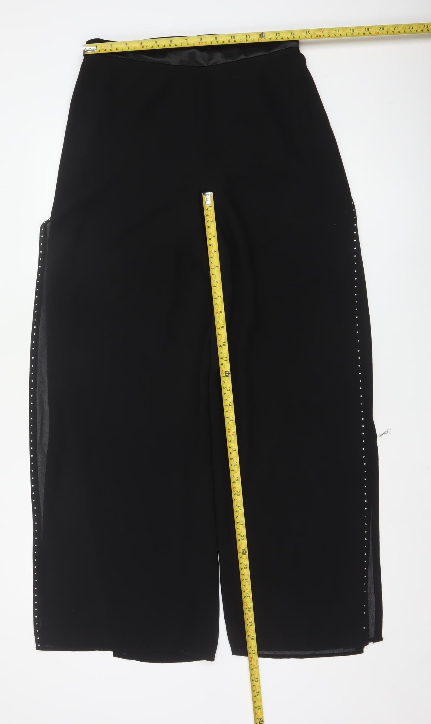 Roman Originals Women Black Size 12 Wide-Leg Studded Trousers