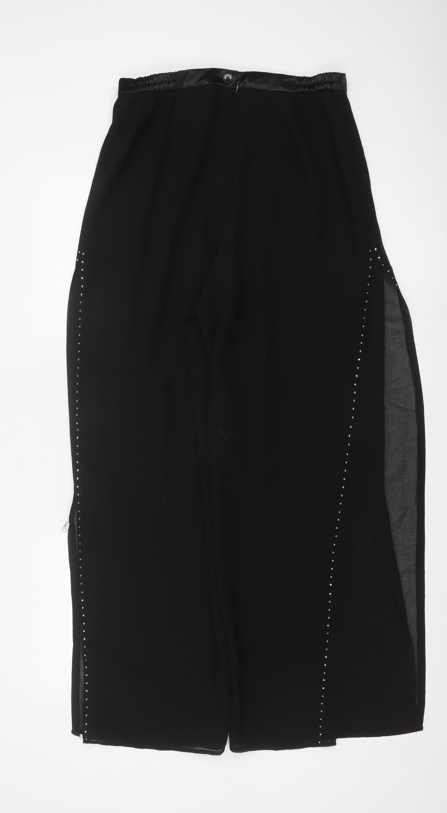 Roman Originals Women Black Size 12 Wide-Leg Studded Trousers