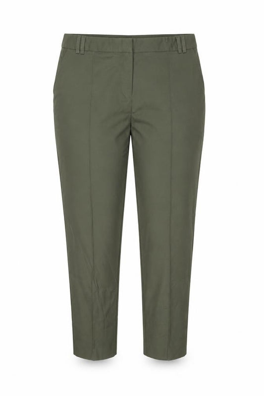 Oasis Womens Khaki Cotton Blend Trousers Size 16 Classic Straight Leg