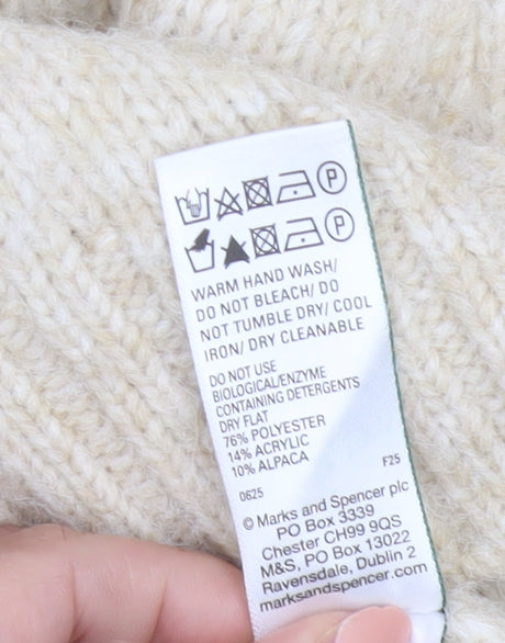 Marks and Spencer Per Una Women Beige Beaded Chunky Knit Jumper Size M