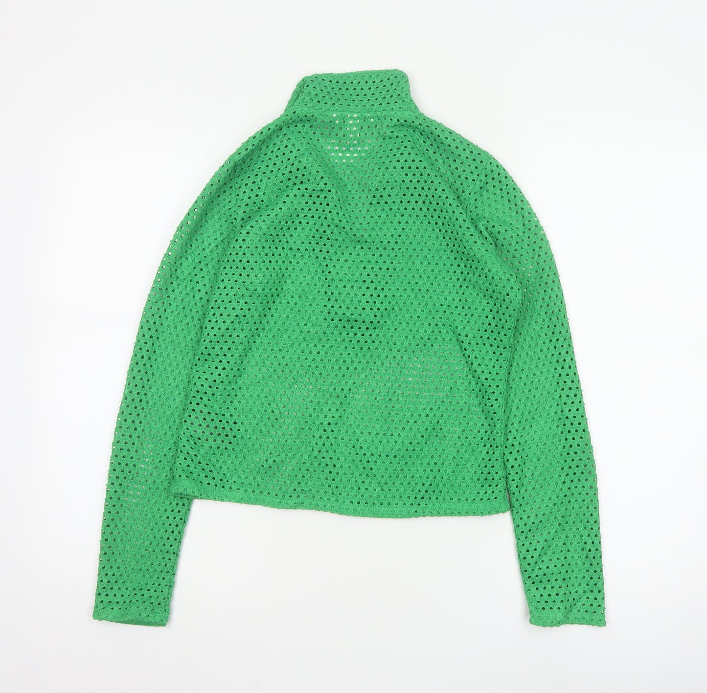 H&M Women Green Collared Crochet Knit Blouse Size S