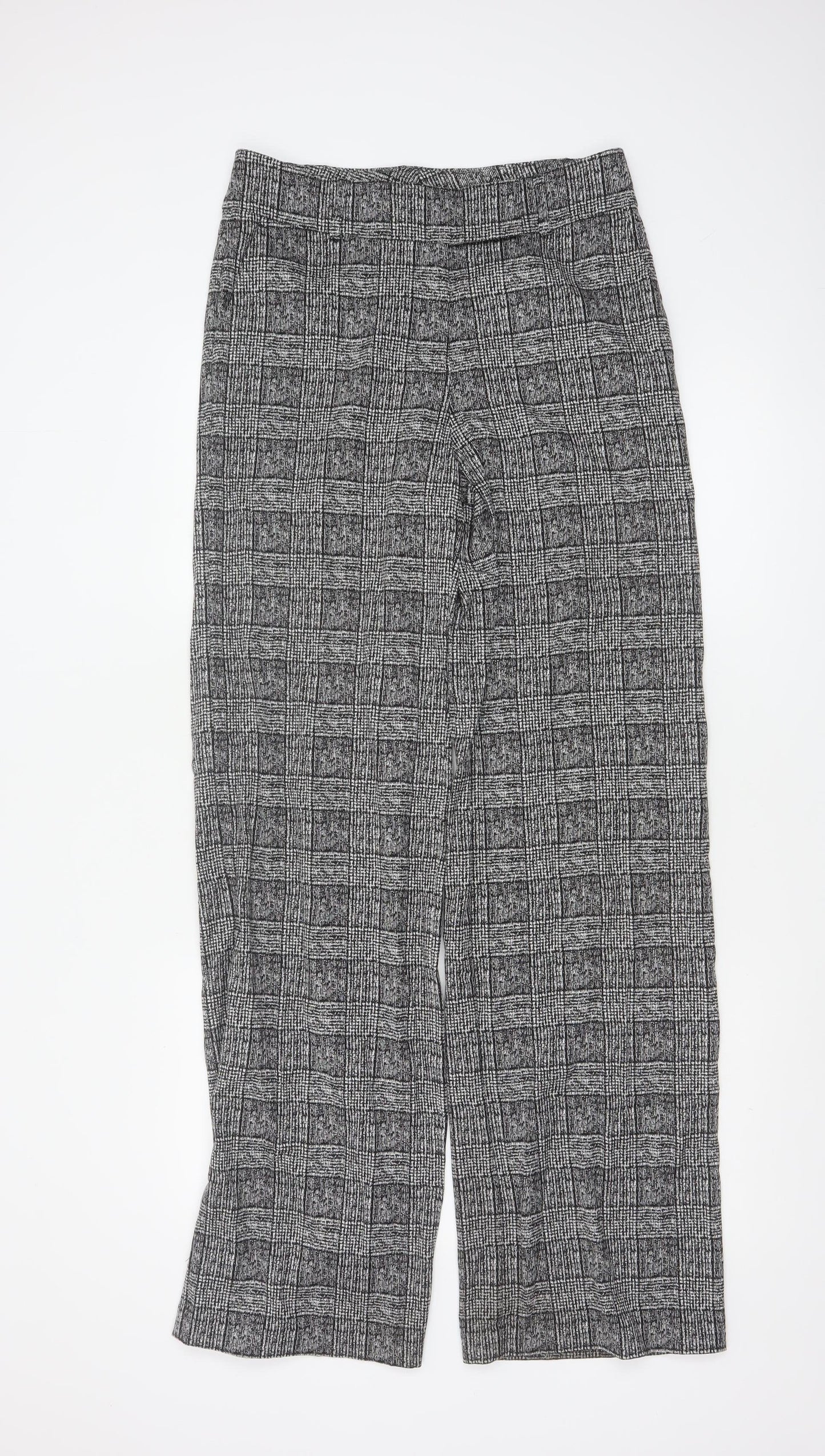 Marks and Spencer Women's Grey Check Trousers Size 10 Tall