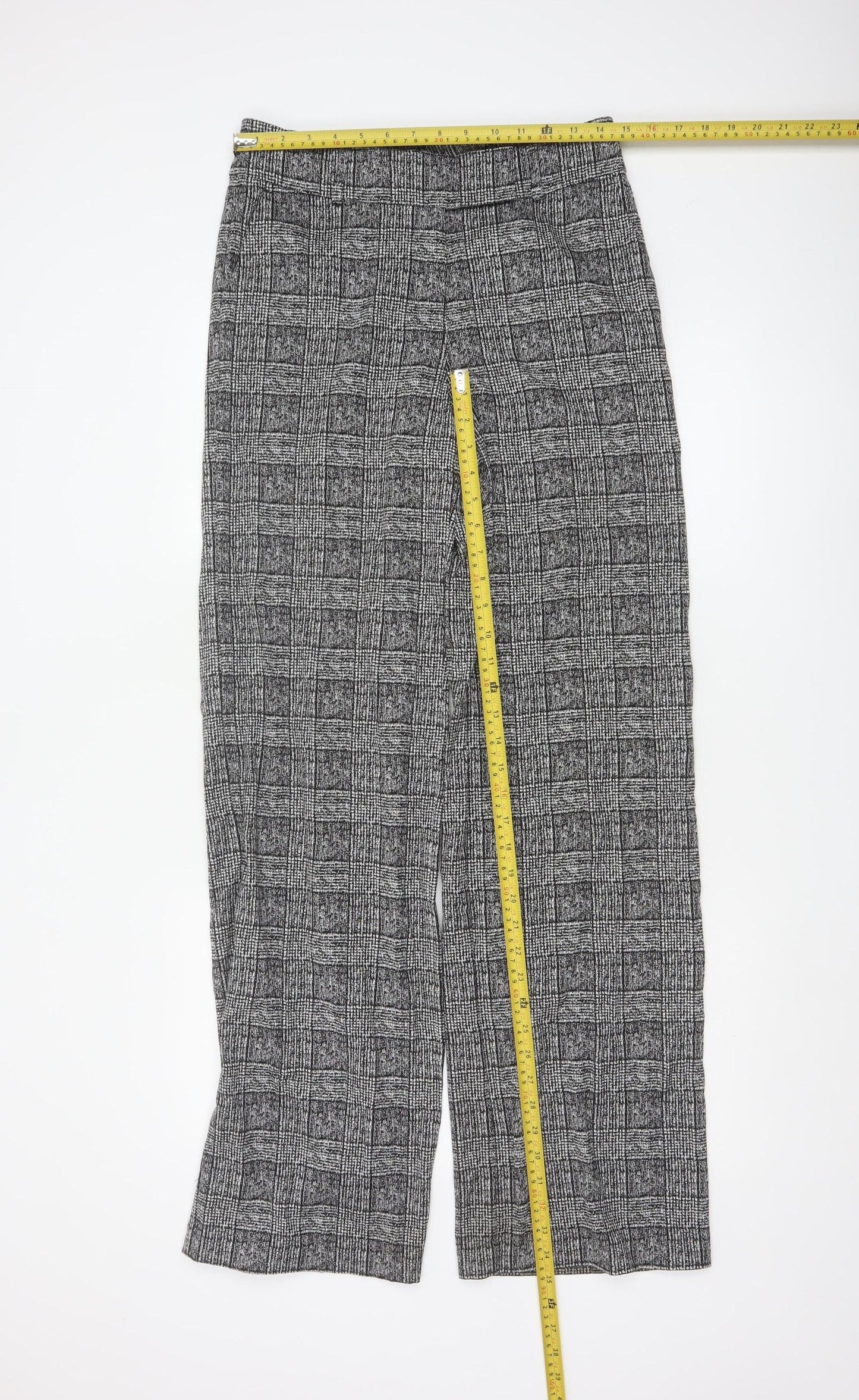 Marks and Spencer Women's Grey Check Trousers Size 10 Tall