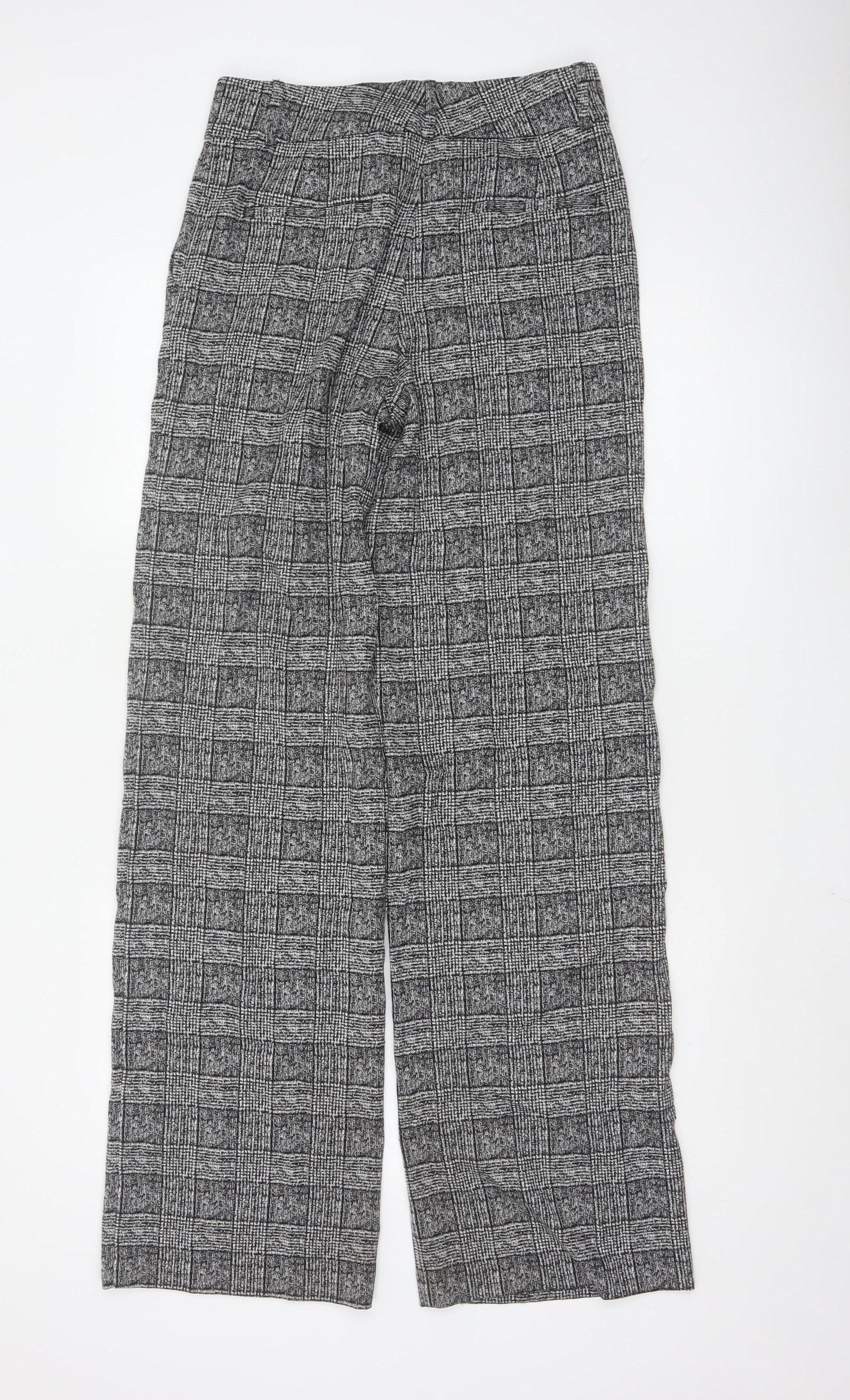 Marks and Spencer Women's Grey Check Trousers Size 10 Tall