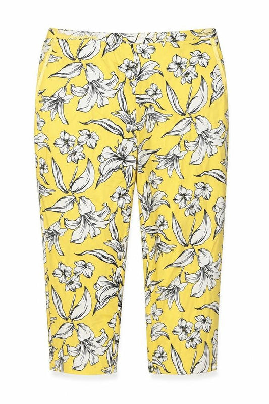 Tu Women’s Yellow Floral Cropped Slim Trousers Size 14S