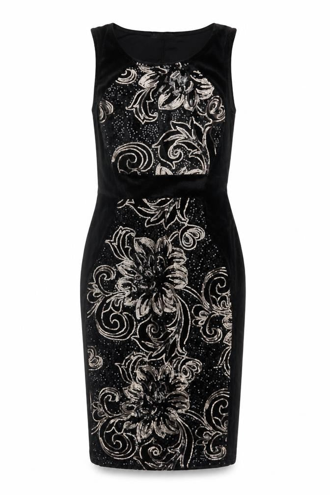 Quiz Women’s Black Sequin Velvet Bodycon Dress Size 8