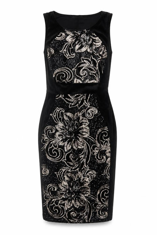 Quiz Women’s Black Sequin Velvet Bodycon Dress Size 8