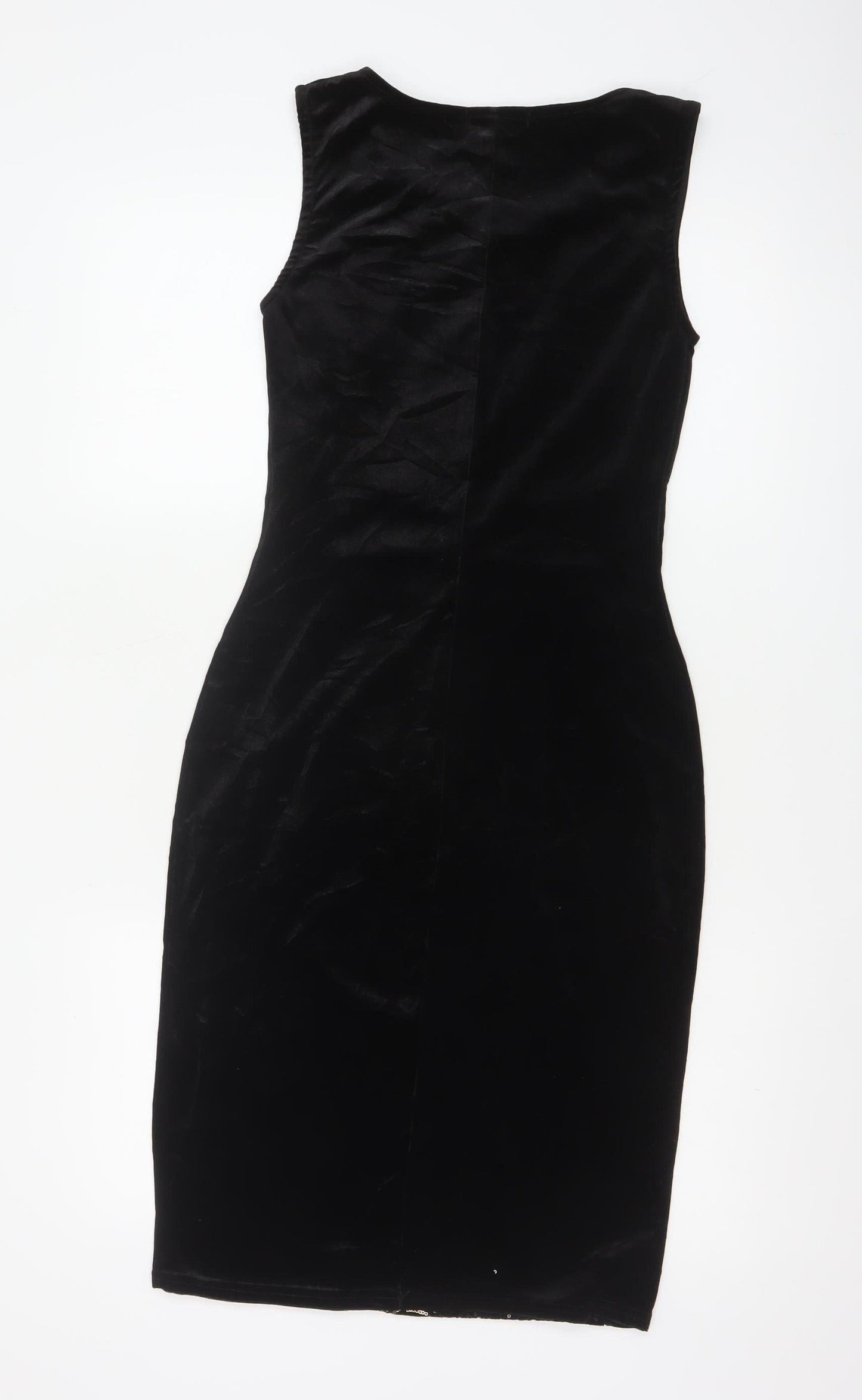 Quiz Women’s Black Sequin Velvet Bodycon Dress Size 8
