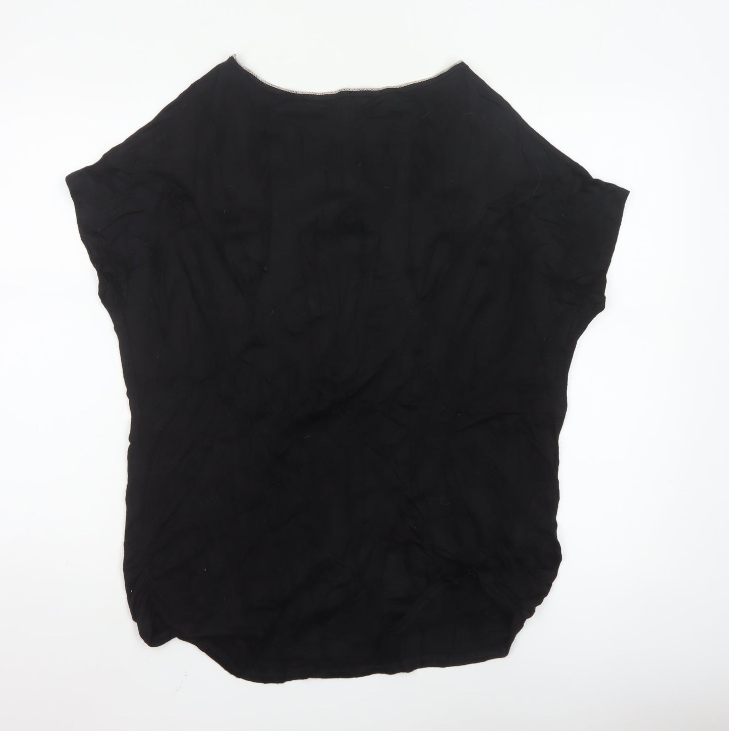 Edista Los Angeles Women Black Floral Beaded Blouse Size XL