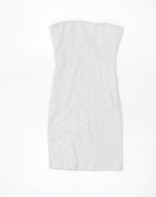 Bershka Women’s Grey Strapless Bodycon Knee Length Dress Size S