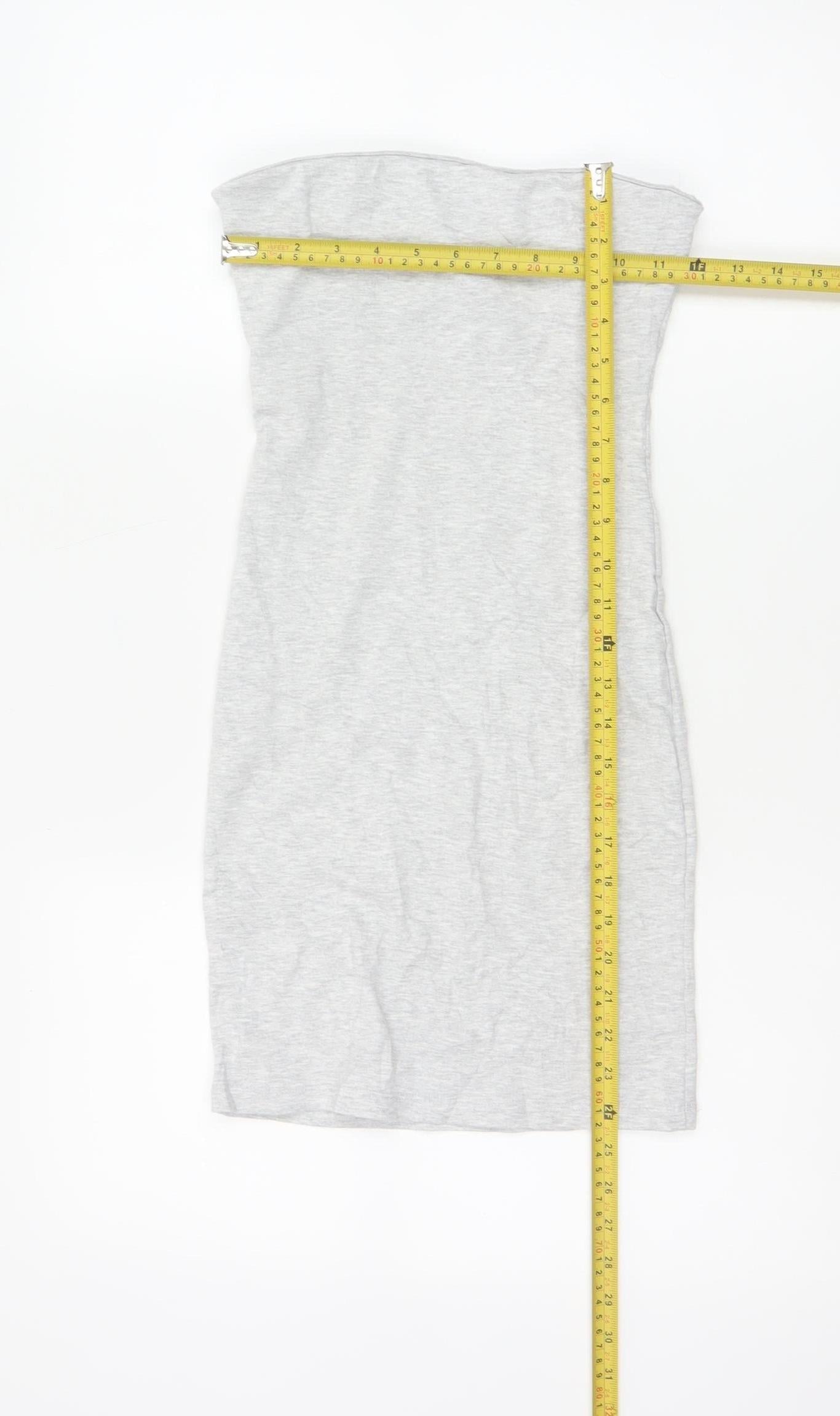 Bershka Women’s Grey Strapless Bodycon Knee Length Dress Size S