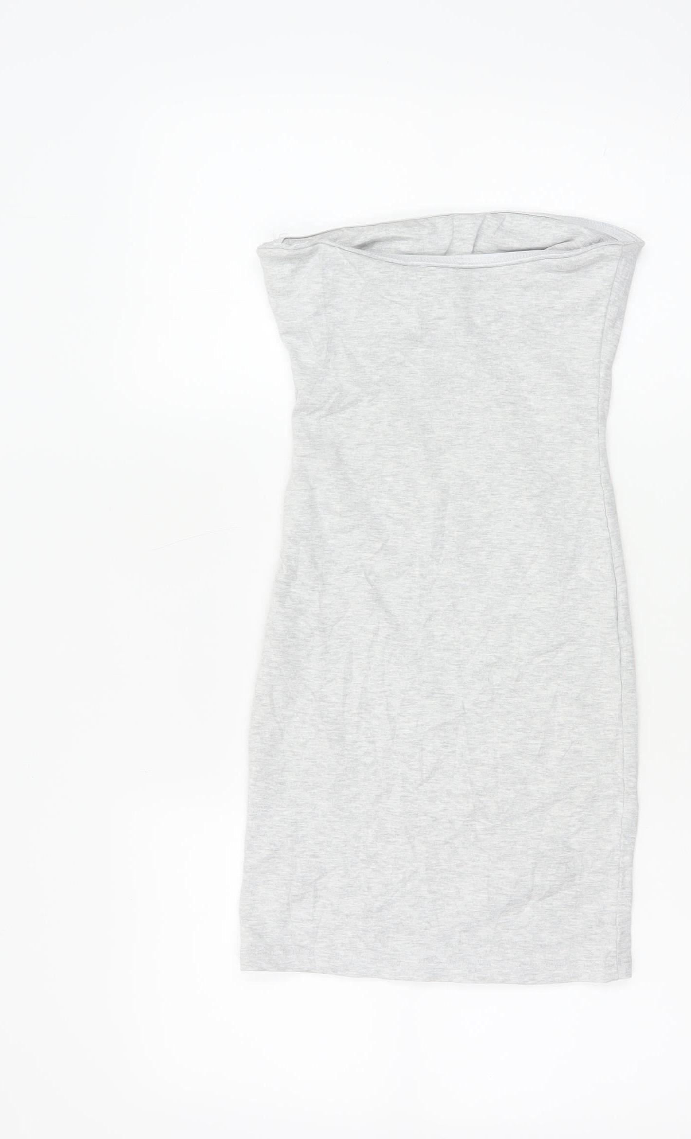Bershka Women’s Grey Strapless Bodycon Knee Length Dress Size S