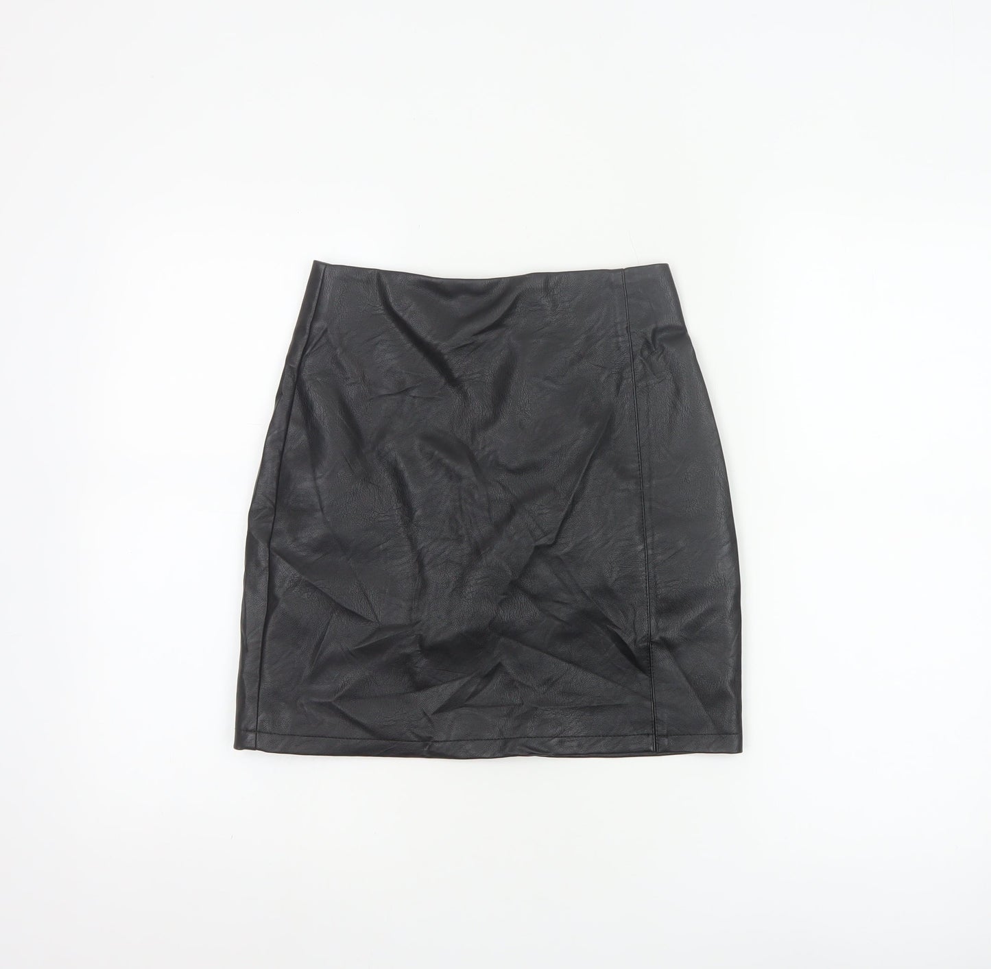 Topshop Women’s Black Faux Leather Pencil Skirt Size 4