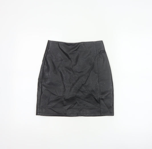 Topshop Women’s Black Faux Leather Pencil Skirt Size 4