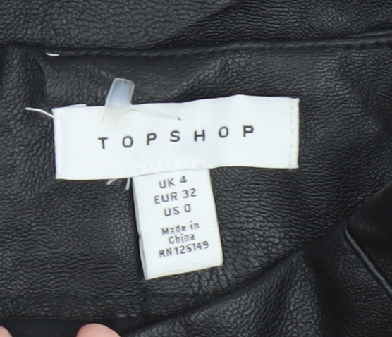 Topshop Women’s Black Faux Leather Pencil Skirt Size 4