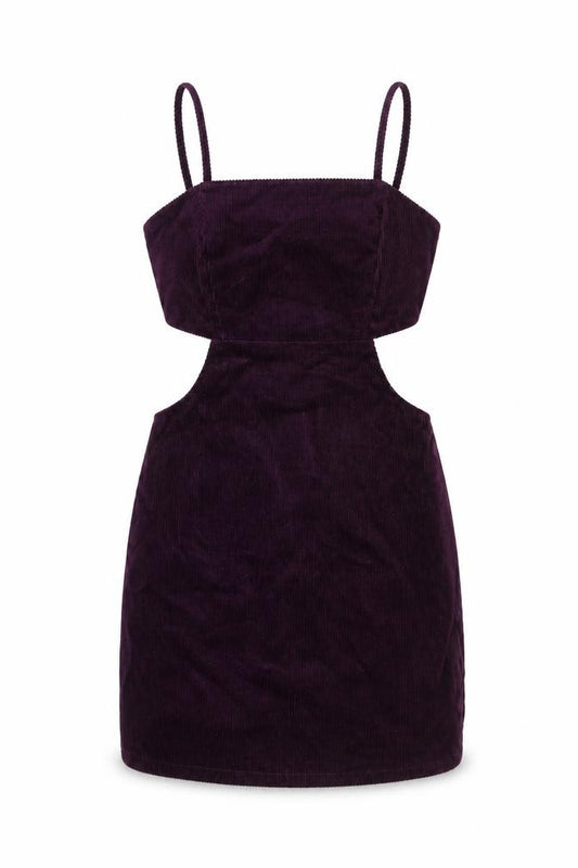 Denim Co Women Purple Bodycon Corduroy Cut Out Mini Dress Size 6