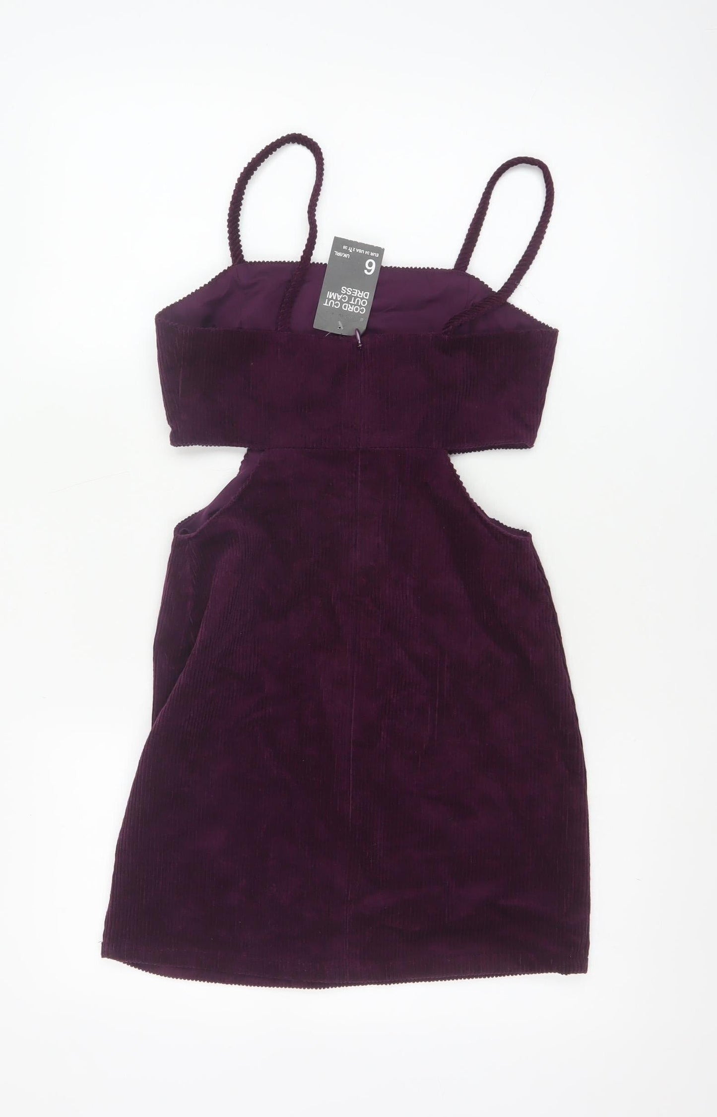 Denim Co Women Purple Bodycon Corduroy Cut Out Mini Dress Size 6