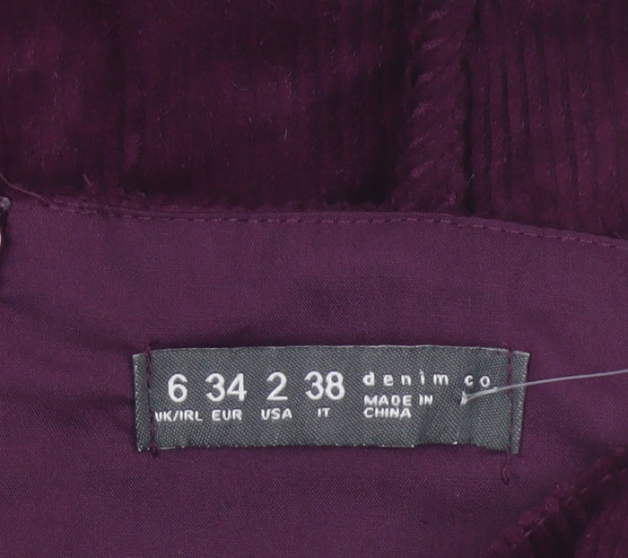 Denim Co Women Purple Bodycon Corduroy Cut Out Mini Dress Size 6