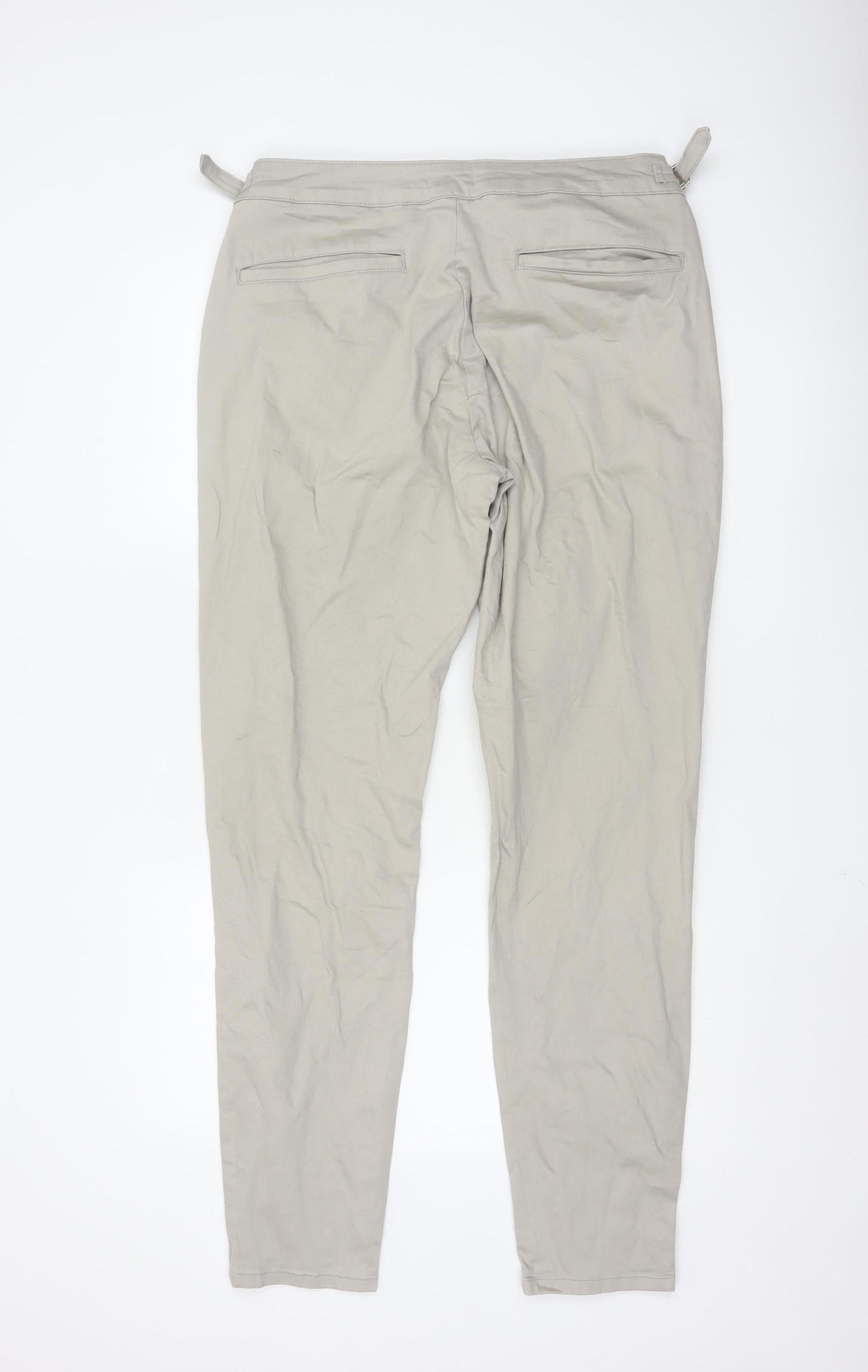 ARNE Men's Beige 34L Slim Fit Chino Trousers with Buckle Detail