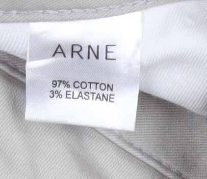 ARNE Men's Beige 34L Slim Fit Chino Trousers with Buckle Detail