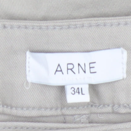 ARNE Men's Beige 34L Slim Fit Chino Trousers with Buckle Detail