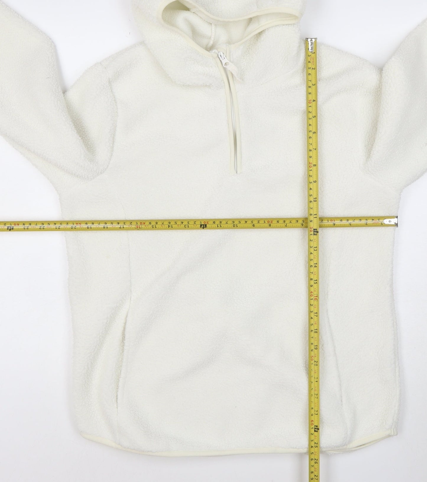 Mountain Warehouse Women’s White Fleece Hoodie UK 14 Recycled Fabric