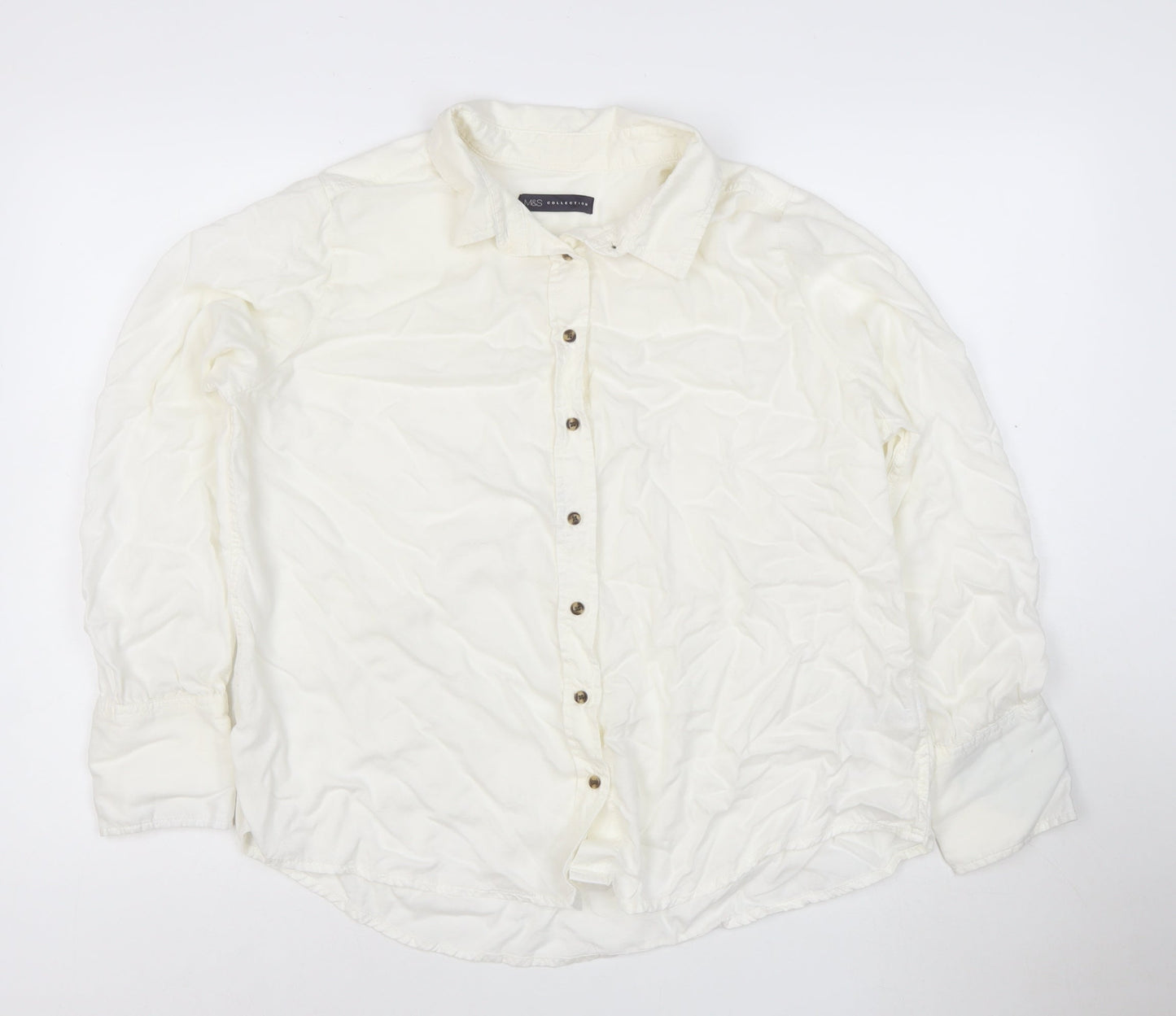 Marks and Spencer Ivory Women's Size 18 Button-Up Long Sleeve Shirt