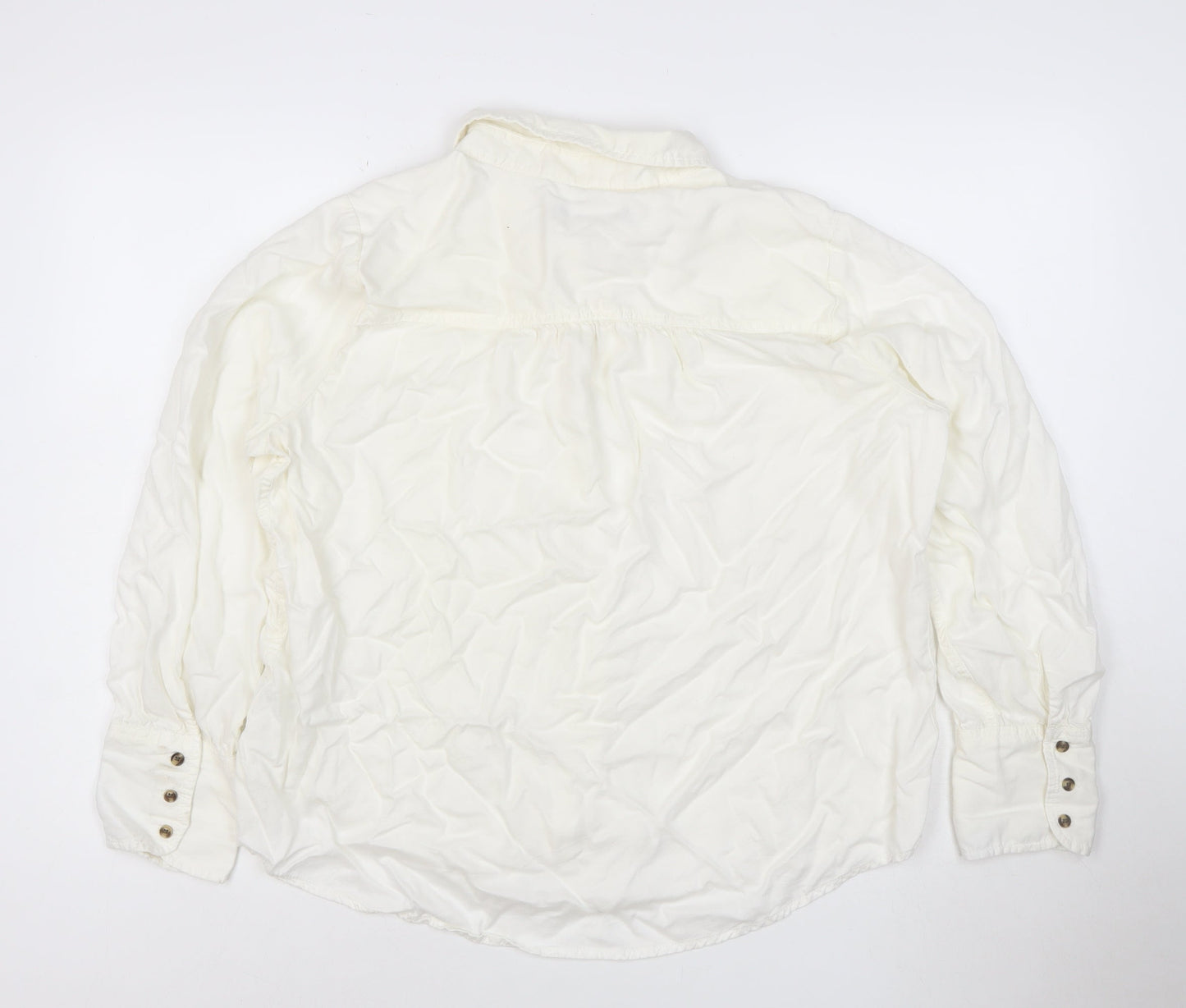 Marks and Spencer Ivory Women's Size 18 Button-Up Long Sleeve Shirt