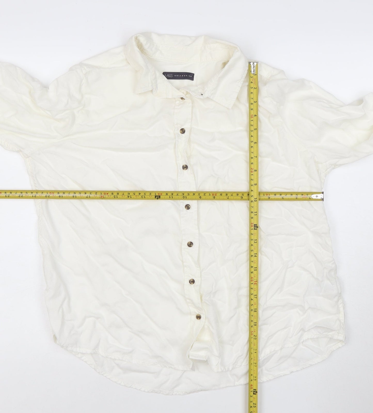 Marks and Spencer Ivory Women's Size 18 Button-Up Long Sleeve Shirt