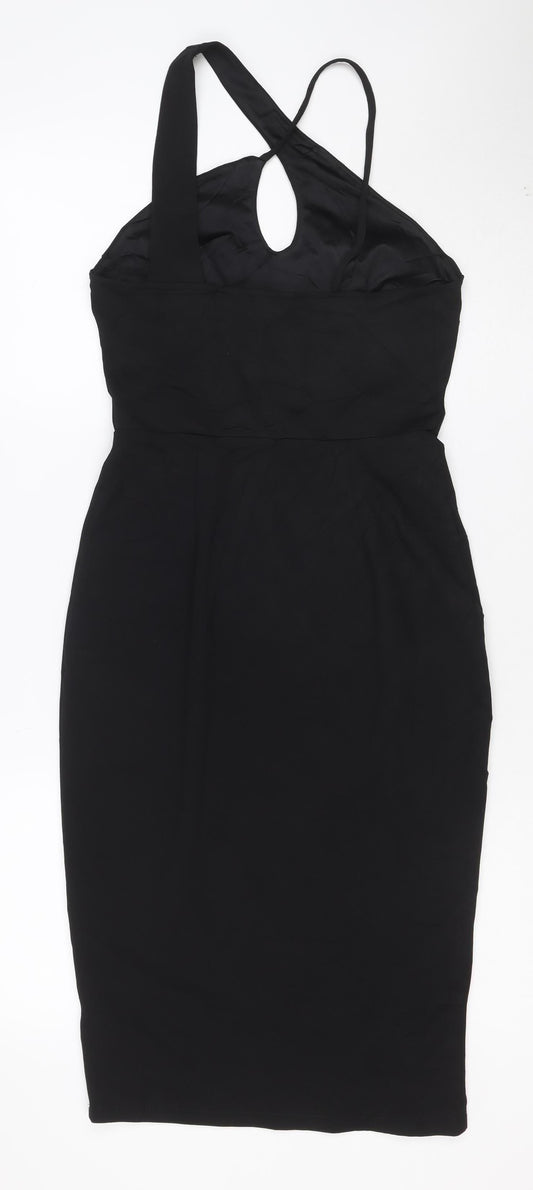 River Island Women Black Size 8 Bodycon Halter Cocktail Dress