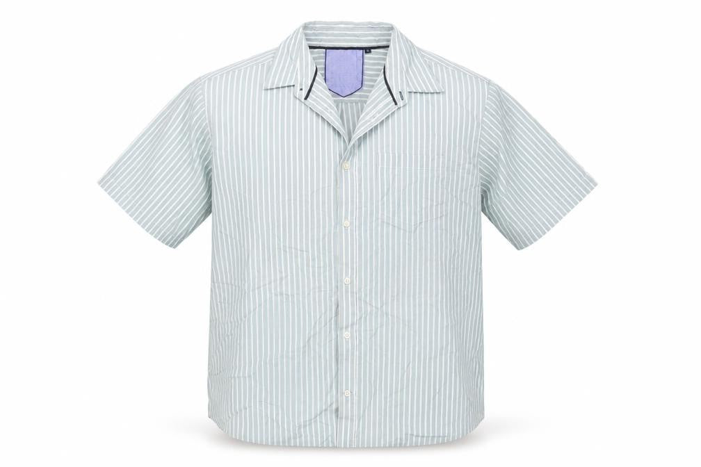 Maine New England Men's Blue Striped Short Sleeve Button-Up Shirt XL