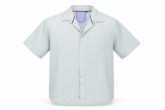 Maine New England Men's Blue Striped Short Sleeve Button-Up Shirt XL