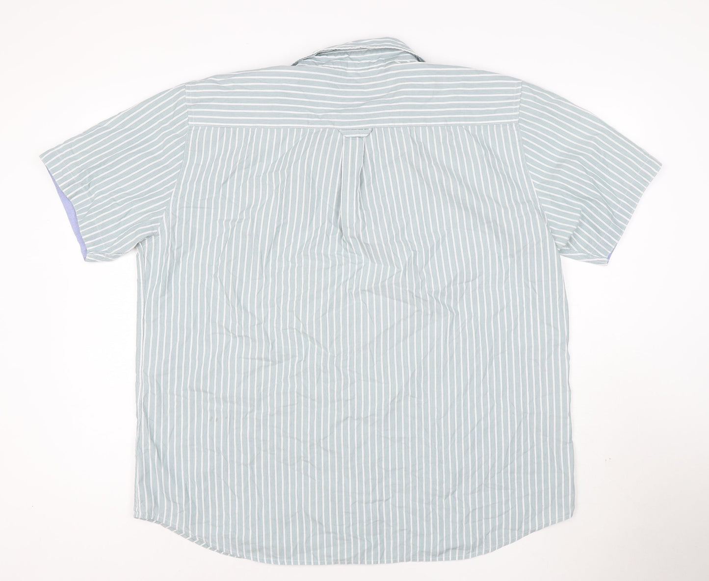 Maine New England Men's Blue Striped Short Sleeve Button-Up Shirt XL