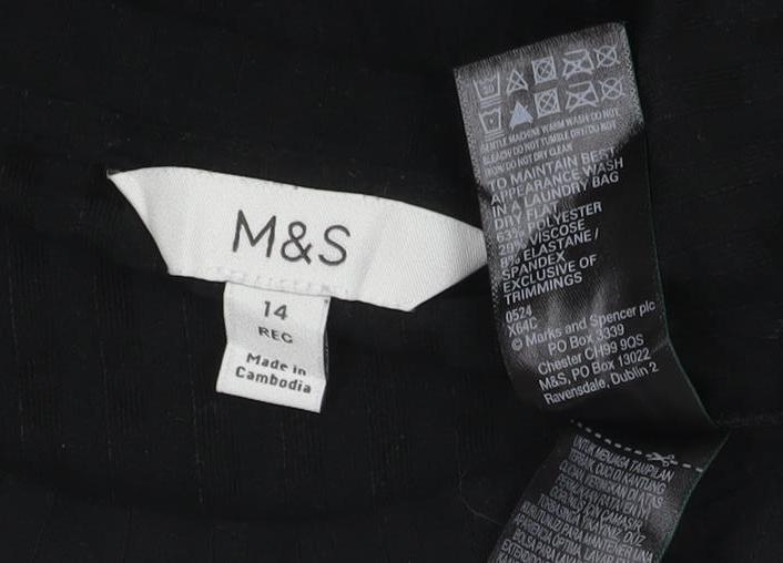 Marks and Spencer Womens Black Size 14 Shift Long Sleeve Dress
