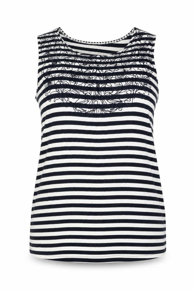 Maine New England Women's Blue Striped Cotton Sleeveless Tank Top Size 16