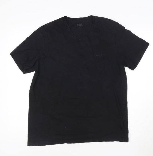 BOSS Men's Black V-Neck Cotton T-Shirt Size L